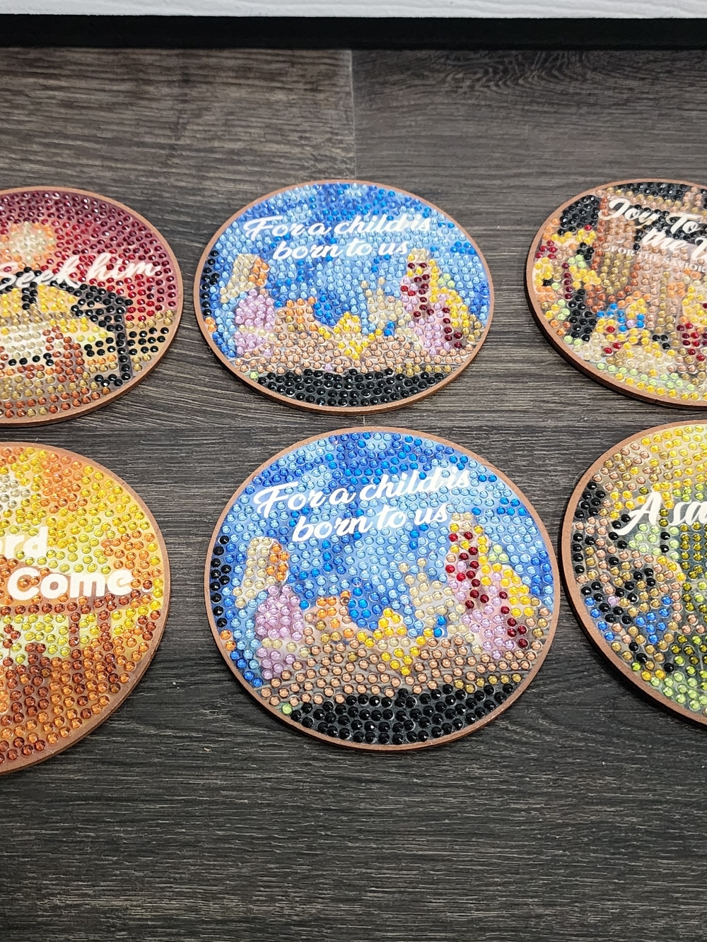 Christmas Theme Diamond Painting Coasters, Set Of 6